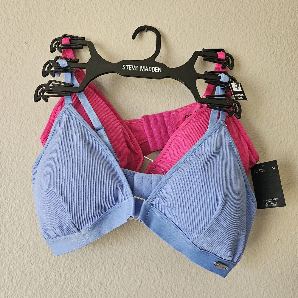 Steve Madden Pink and Blue Bralette Set